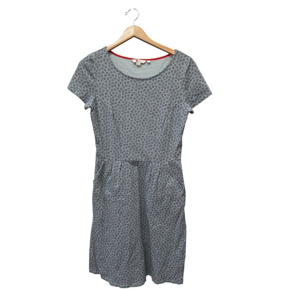 Boden Phoebe Jersey Knit Dress Sz US 6 R Blue Floral Pockets Stretch Casual
